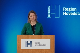 Regionsrådsformand i Region Hovedstaden Sophie Hæstorp Andersen (S) på talerstolen