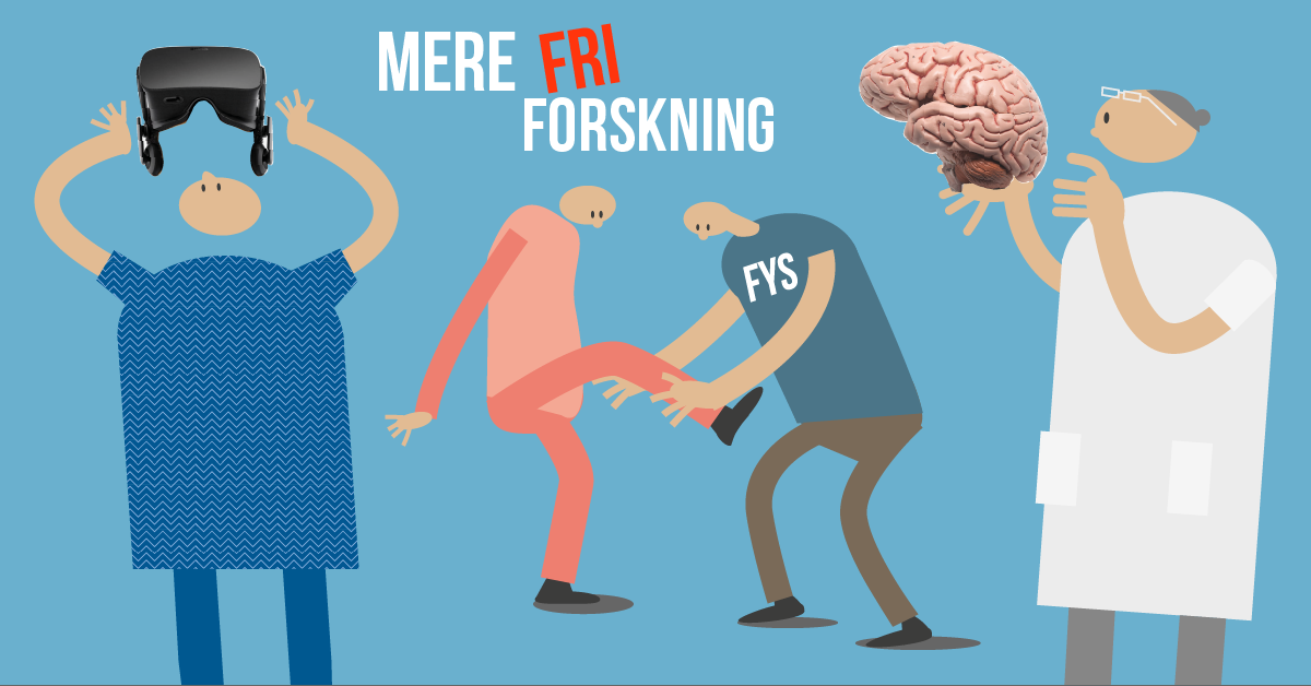 Illustration med teksten: Mere fri forskning.