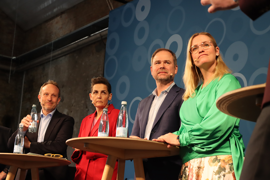 Politisk debat: Martin Lidegaard (B), Pia Olsen Dyhr (F), Nicolai Wammen (A) og Stephanie Lose (V)