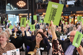 Afstemning i salen til generalforsamling ved Regionernes Politiske Topmøde 2024