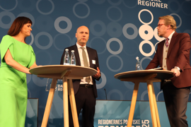 Interview med indenrigs- og sundhedsminister Sophie Løhde (V) og formand for Danske Regioner Anders Kühnau (A)